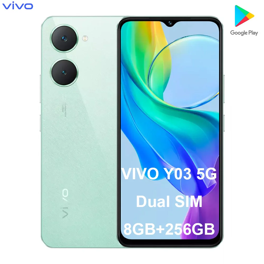 Vivo Y03 6.56' high-definition display, high-performance chip, smart j face recognition, unlock mobile phone 8GB+256GB/5000mAh