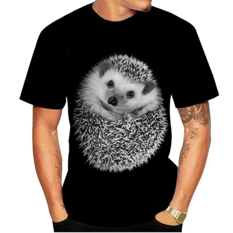 Interesting Funny Hedgehog graphic t shirts For Men Fashion Casual harajuku street style Printed Round Neck Short Sleeve Tees