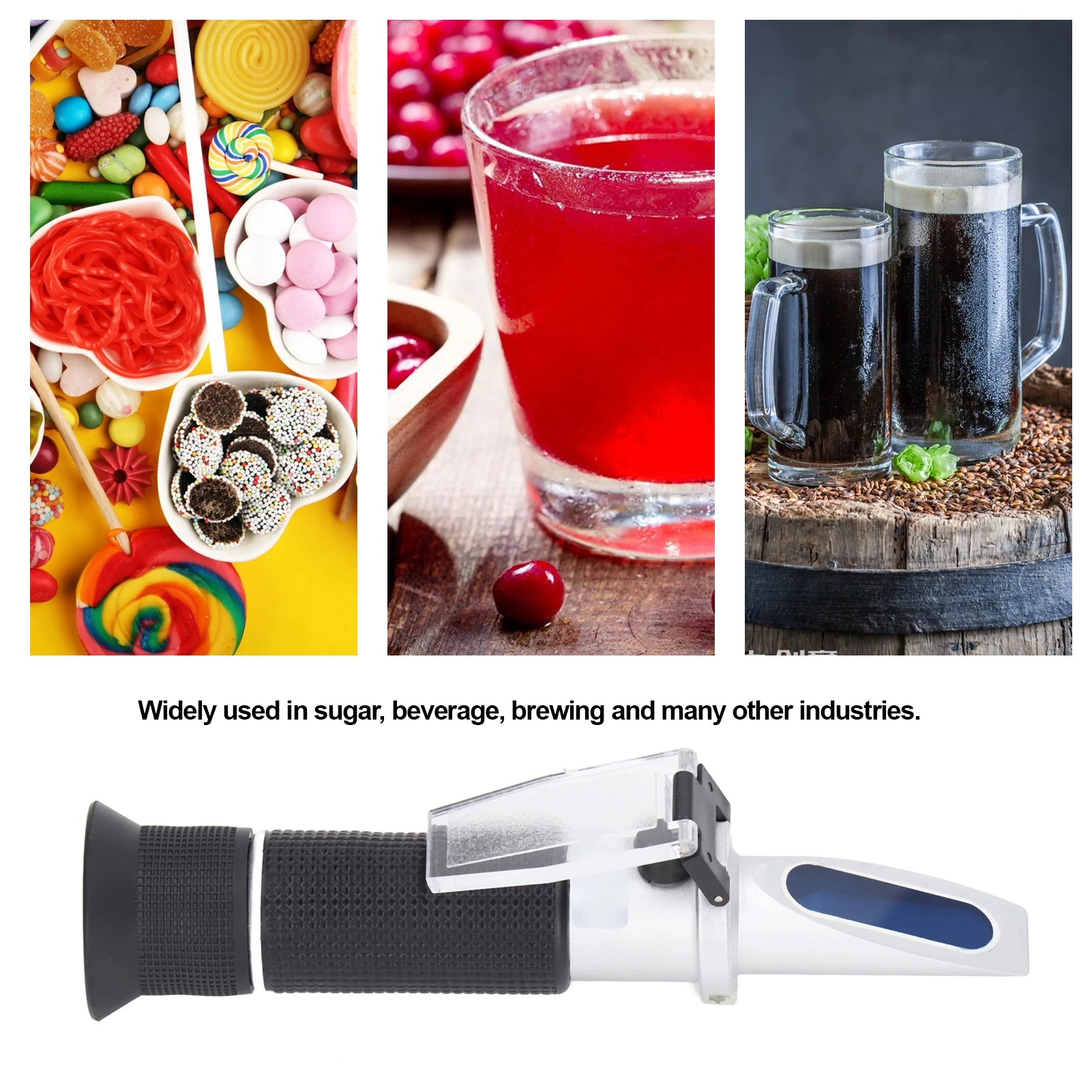Handheld Brix Refractometer Automatic Temperature Compensation Dual Scale Sugar Content Measuring Tool Accurate Saccharimeter