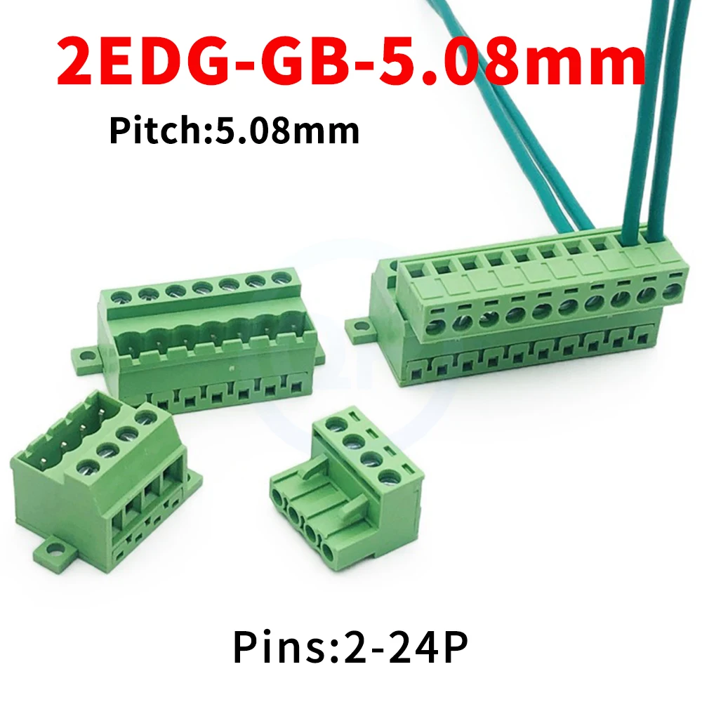 (10 Sets) 2EDG-GB 5.08mm Solderless Butt 2EDGGB + 2EDGK 5.08 Base Plate Fixed Top and Bottom Plug-in UVK Locking Plate Terminal