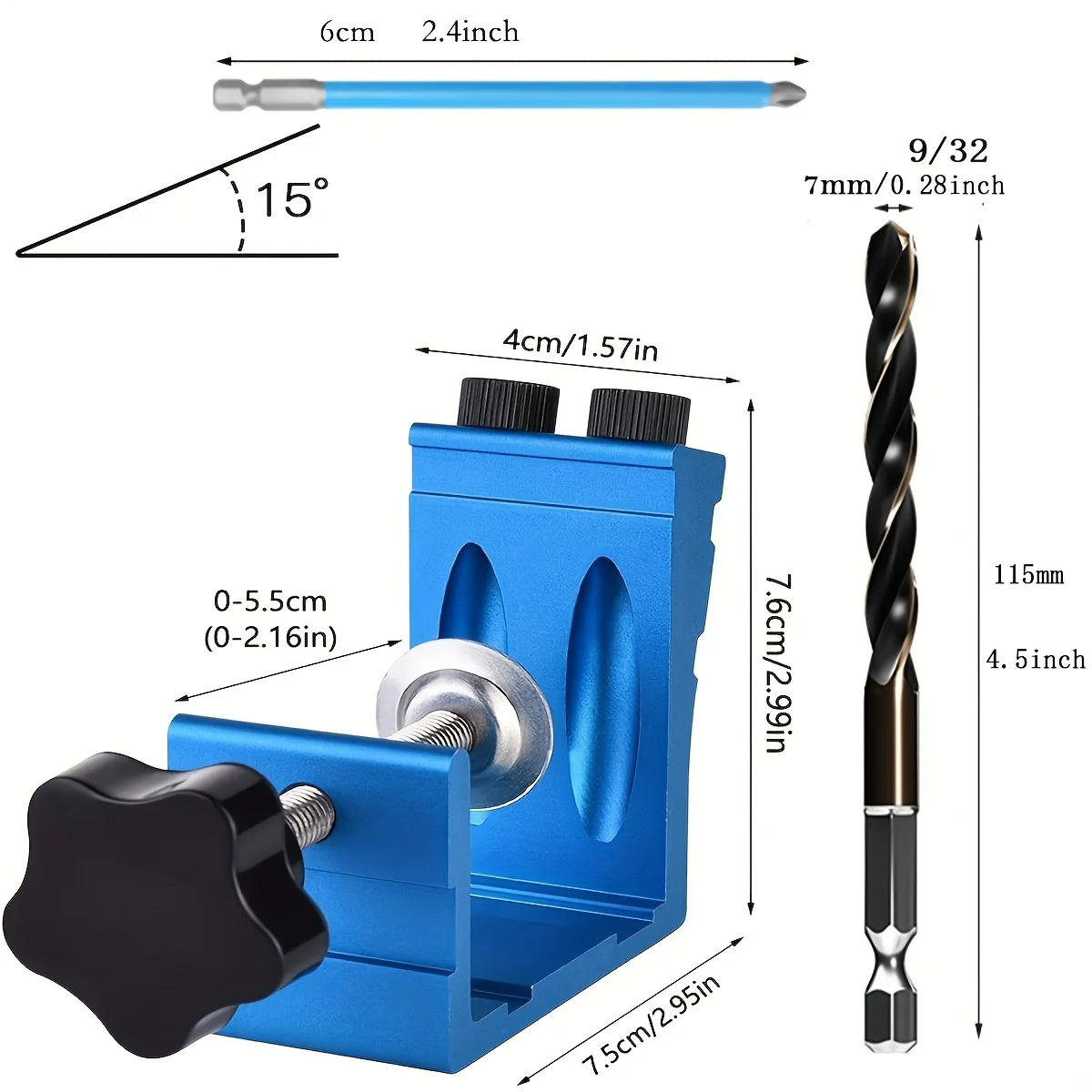 Pocket Hole Jig Kit Dowel Drill Joinery Screw Kit Carpenters Wood Woodwork Guides Joint Angle Tool Carpentry Locator