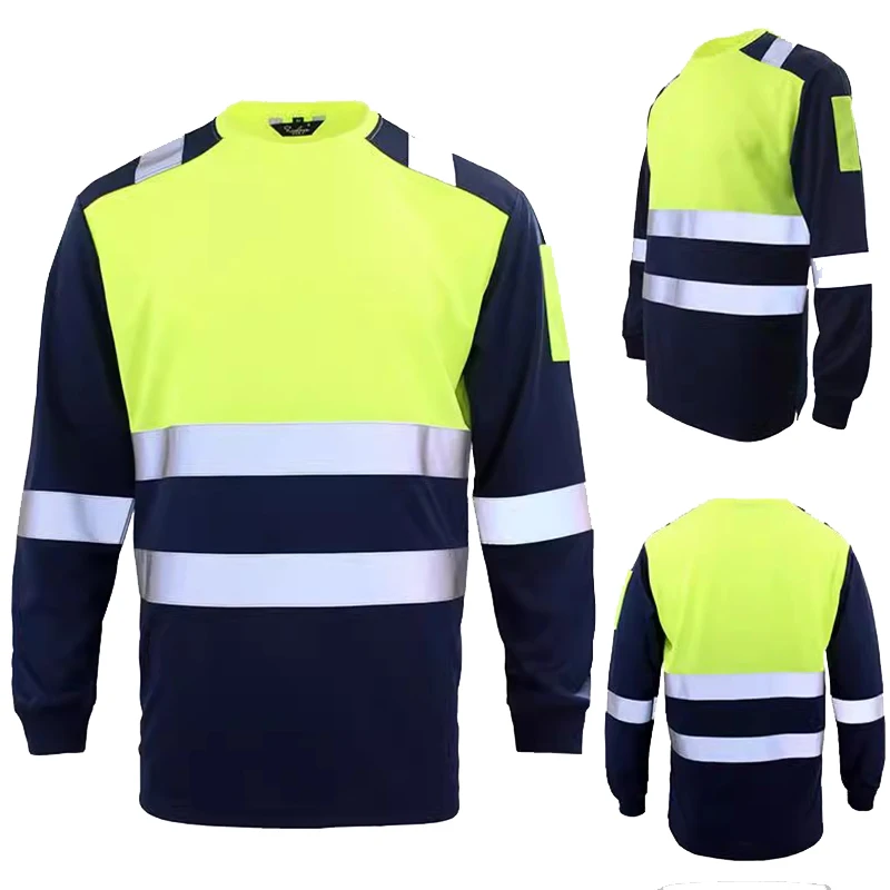 High Visibility Long Sleeve Safety Work T Shirt EN20471 Class 2 Hi Vis Shirts(S-XXXL) Construction Clothes