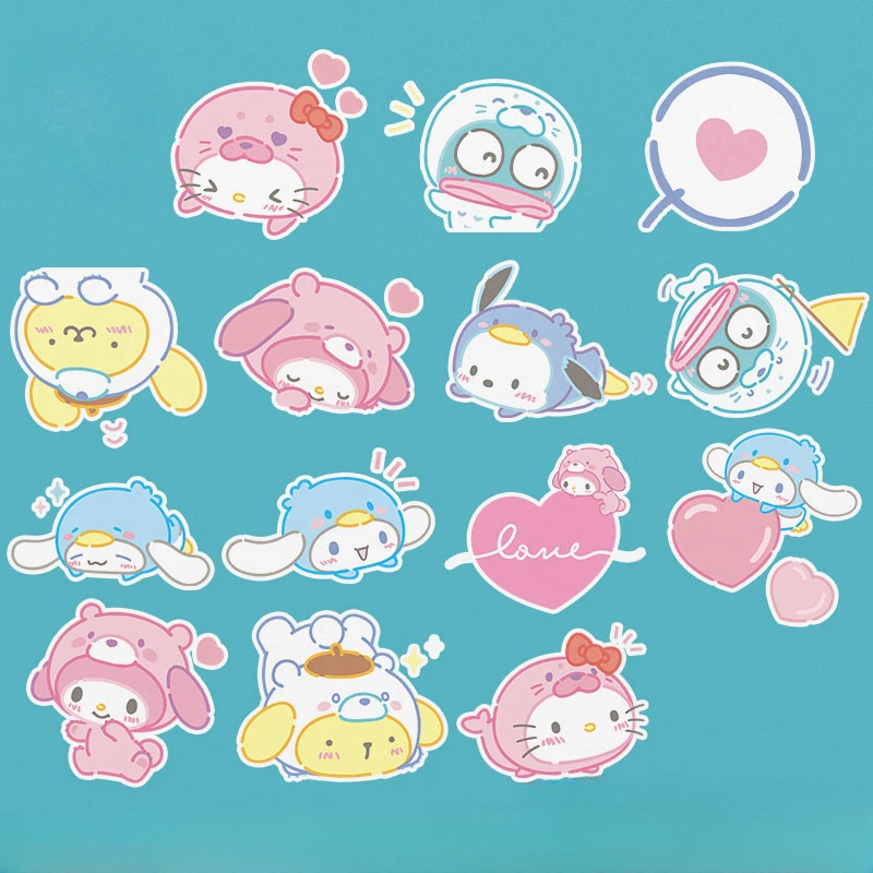 Sanrio Series Cartoon Stickers My Melody Cinnamoroll Pompompurin Car Decoration Kawaii Stickers Children's Toys Birthday Gift