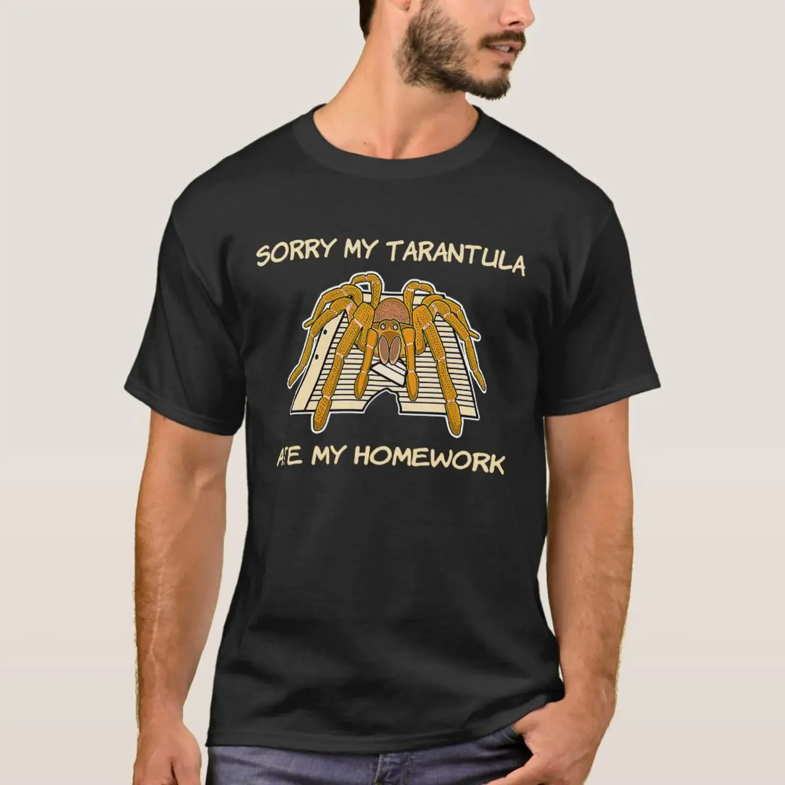 Sorry my Spider Tarantula ate homework Teacher T Shirt vintage Washed Slightly Casual streetwear homme Top For Everyday Wear