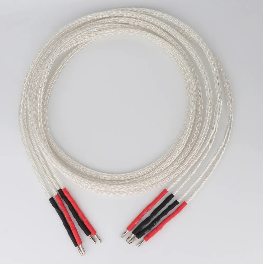 

Preffair 8AG OCC Silver Plated Hifi Speaker Cable Hi-end Speaker Wire With Banana/Y Spade Connector for Amplifier and CD