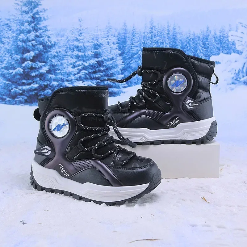 Kinder Mädchen Schneestiefel 6–10 Jahre für Kleinkinder Jungen Winter warme Pelzschuhe, Plüsch Mode Platsform kurze Stiefeletten BN236