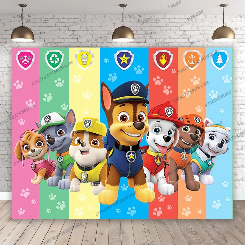 Paw Patrol Verjaardagsfeestje Foto Achtergrond Baby Shower Foto Achtergrond Feest Cartoon Banner Fotografie Achtergrond