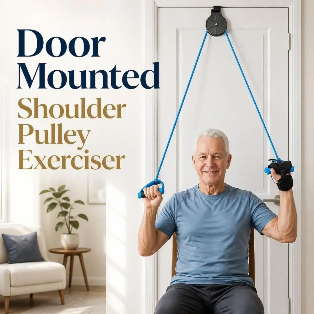 Adjustable Shoulder Pulley Exerciser Portable Non-slip Door Mounted Pulley Trainer Flexible Heavy-Duty Upper Arm Pulley Kit