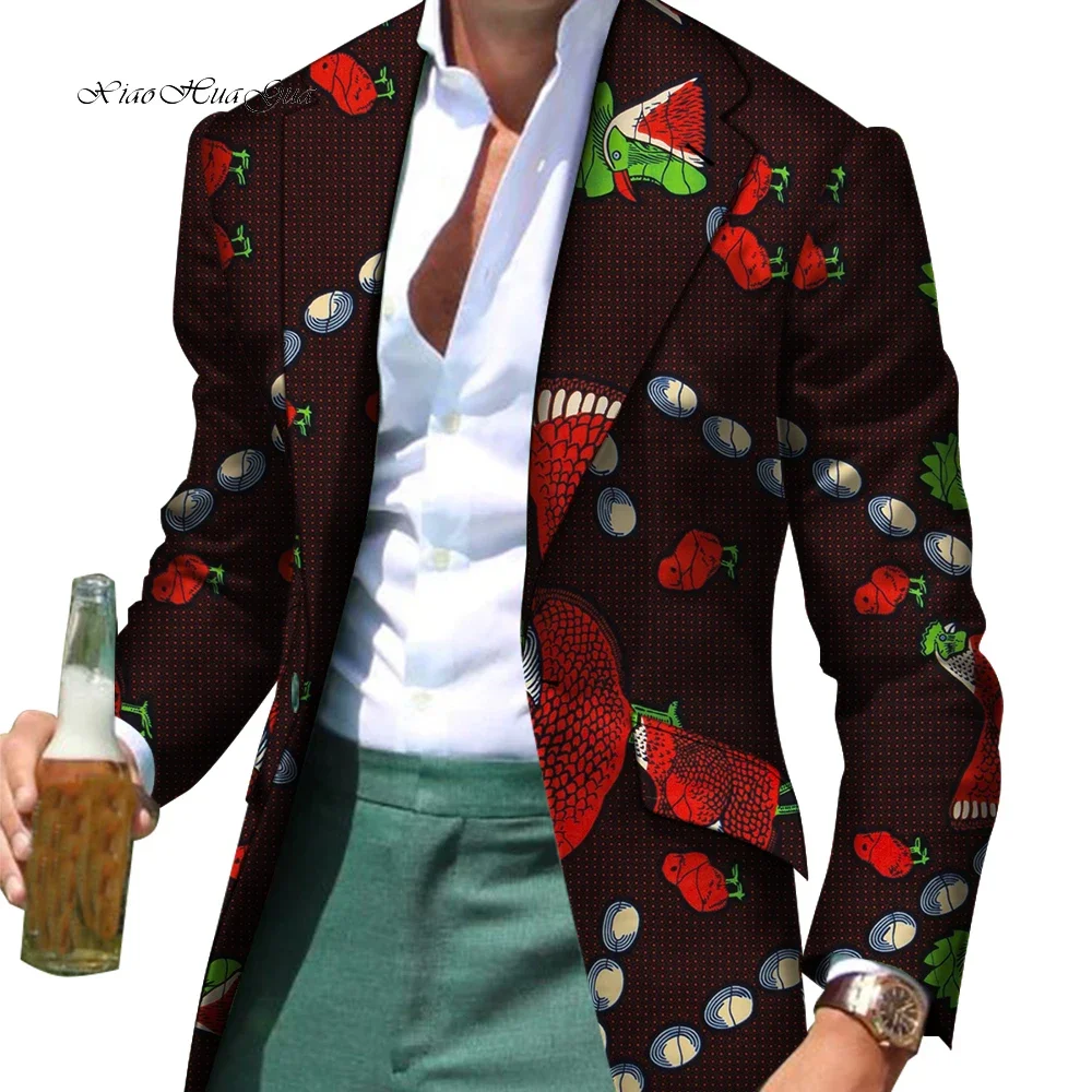 African Men Clothes Smart Causal Customized Slim Fit Fancy Suit Blazer Jackets Formal Coat Business Dashiki Party Wedding WYN530