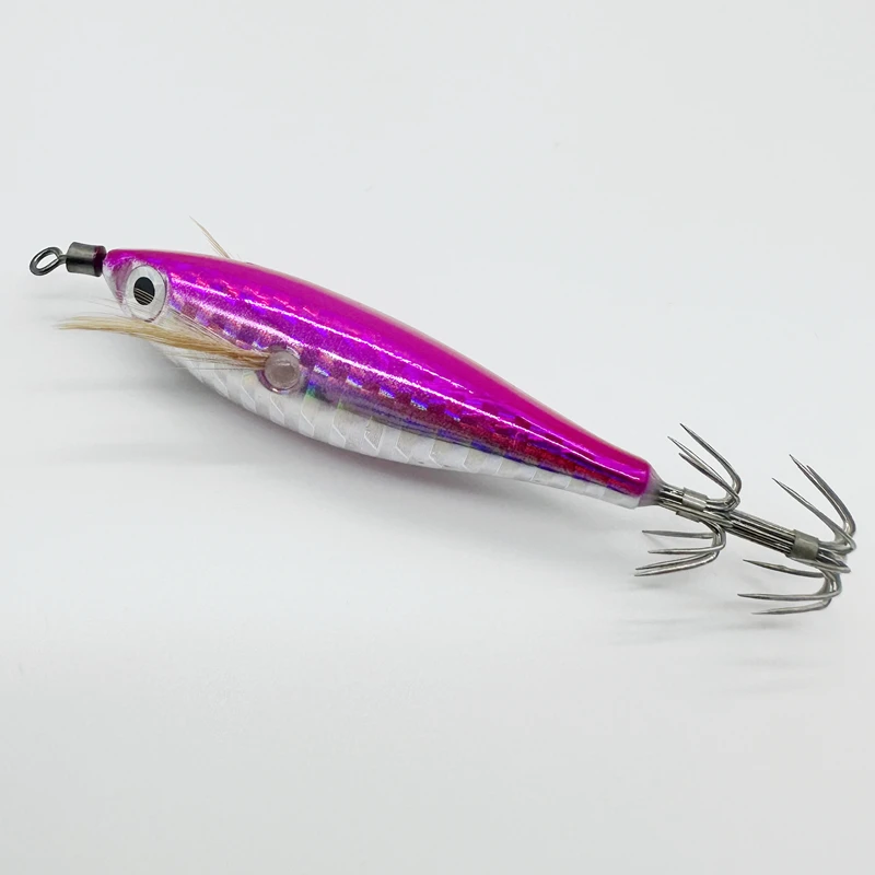 Horizontal  wood Shrimp 5.5g  Laser Luminous Floating Egi lure Squid Jigging Shrimp Octopus Cuttlefish Fishing Baits Sea Fishing