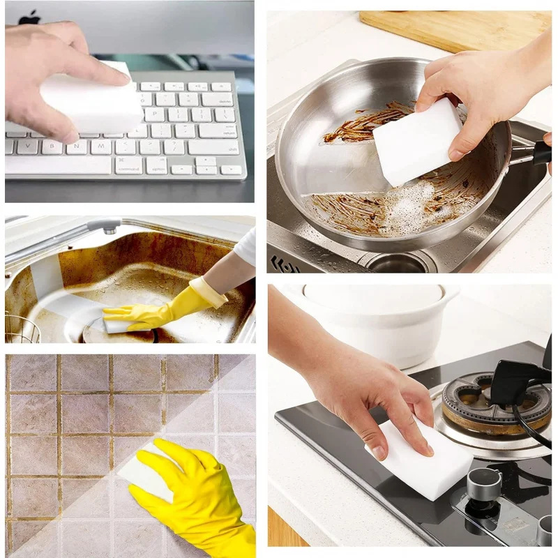 100 Pack Magic Sponges Eraser for Cleaning,Melamine Sponge Scrubber Foam Cleaning Pads for Kitchen Dishes,Bathtub,Shoes Cleaner