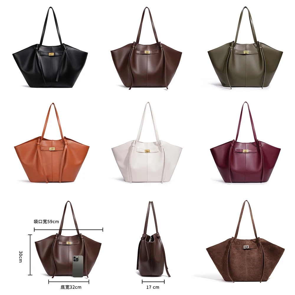 Women PU Wing Tote Bag Large Capacity Shoulder Handbag Gold Lock Solid Color Casual Work Shopping Bag