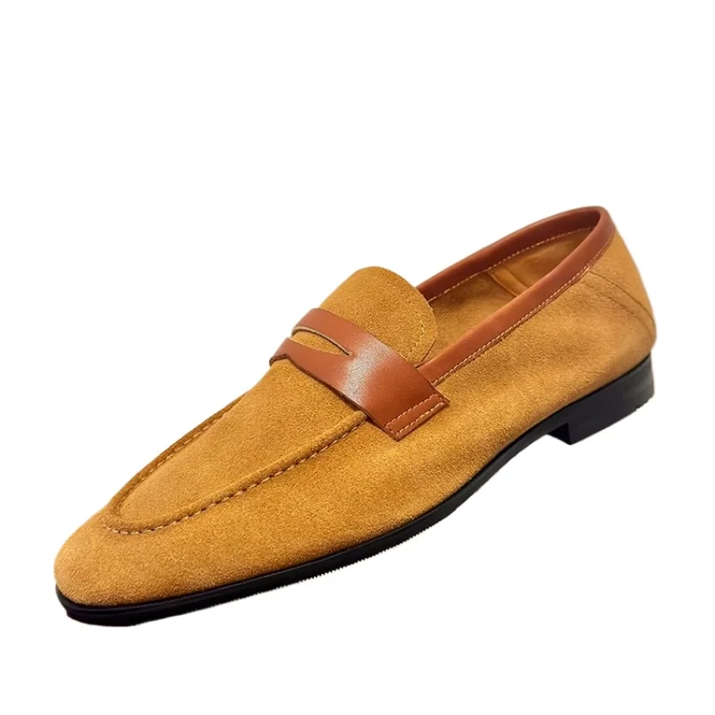 

Лоферы в британском стиле, мужская кожаная обувь, модные дышащие слипоны из воловьей кожи, повседневные деловые оксфорды, мужские оксфорды из натуральной кожи