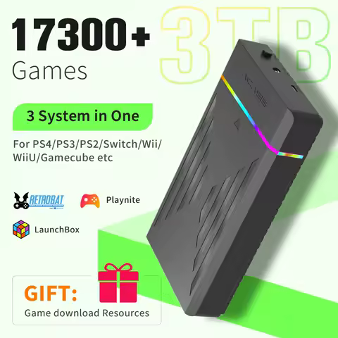 3TB Portable Game Hard Drive 3 System in 1 Gaming HDD 30 Emulators for PS4/PS3/PS2/Switch/WiiU for PC/Laptop with 17300+ Games