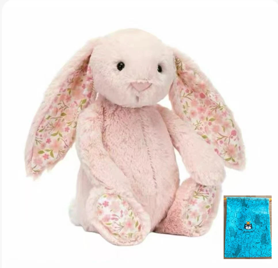 Hot Jc Bonnie Rabbit knuffel met bloemenoren Kawaii gevulde pop zacht bankkussen kinderverjaardagscadeau kamerdecoratie