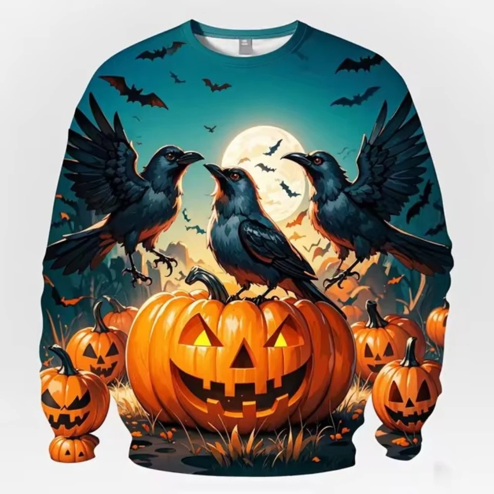 

New Halloween Scarecrow Printing Men's Sweatshirts Funny Cosplay Graphic Clothing Male Fashion Autumn y2k Tops Casual Pullovers