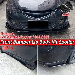 For Mazda 6 2009 10 11 12 13 14 15Front Bumper Lip Chin Side Skirts Rear Bumper Side Diffuser Black Carbon Color Accessories