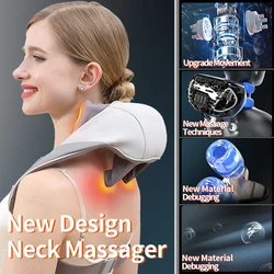 Masajeador eléctrico Shiatsu 6D para cuello y espalda, masajeador portátil con calor, relajante, masajeador de hombros y pies, cuidado de la salud