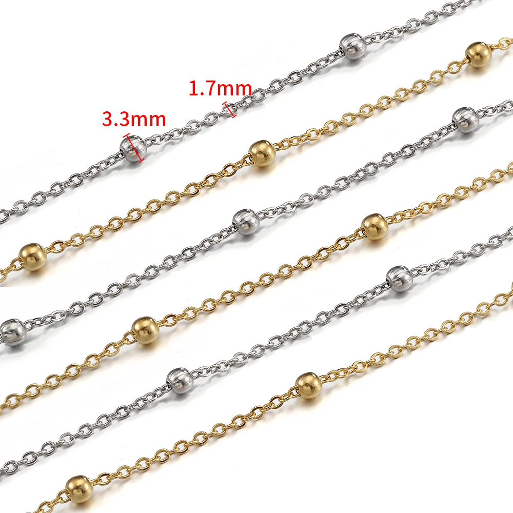 2Meters 1Meter Stainless Steel Beads Chains No Fade for Jewelry Making DIY Necklace Bracelet Anklet Ball Chain Handmade