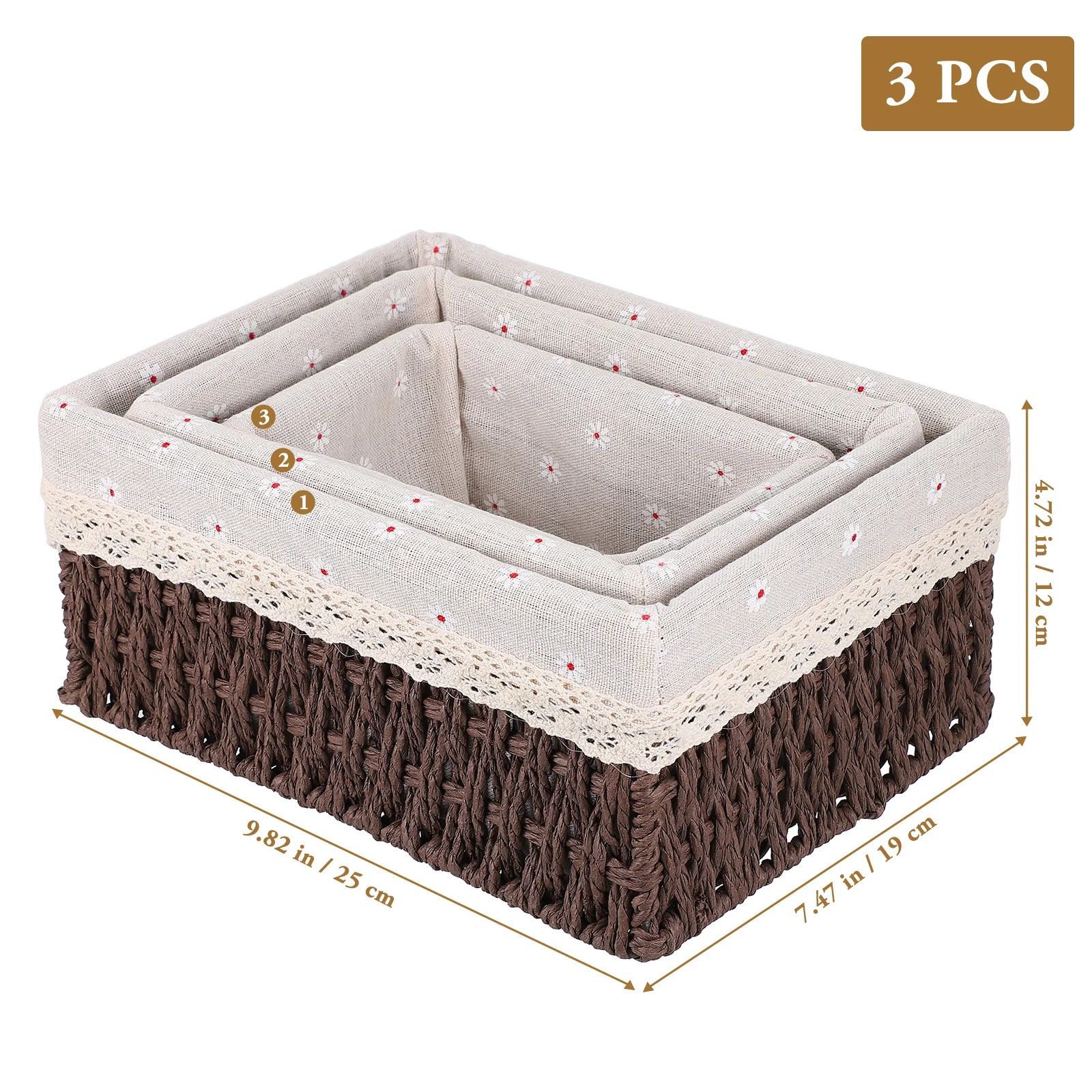 

3 Pcs Rattan Storage Basket Office Tray Multifunction School Container Small Woven