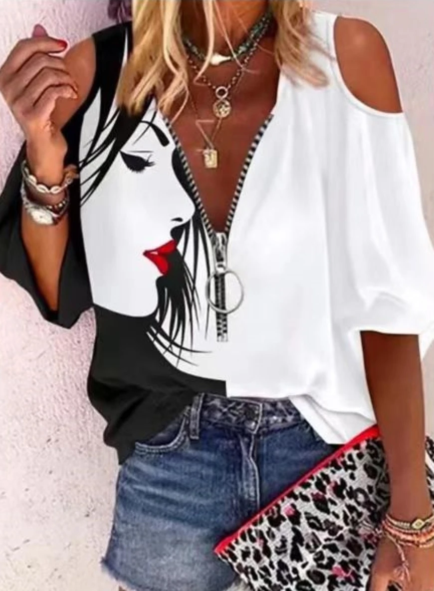 New Fashion Elegant Woman Shirt Casual Loose Shirt Woman Temperament Short Sleeve Blouse Holiday Weekday