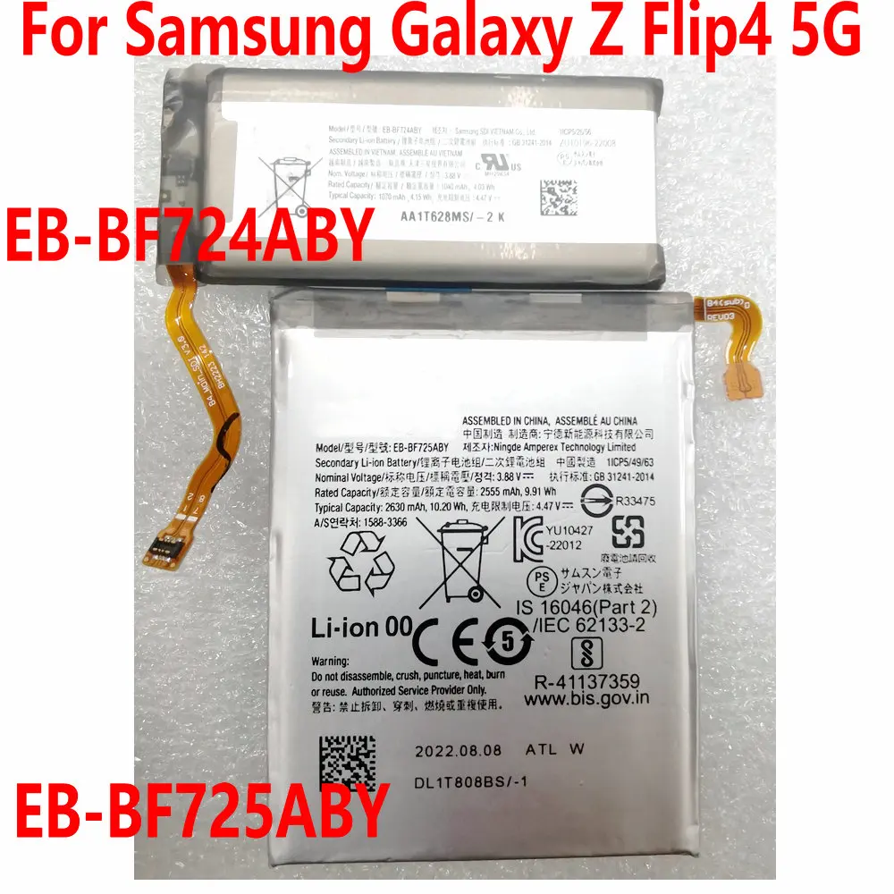 A Pair EB-BF724ABY EB-B725ABY Battery For Samsung Galaxy Z Flip4 5G Mobile Phone