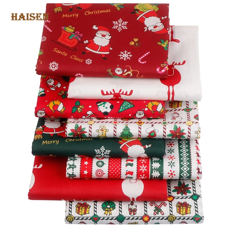 Christmas Series Twill Cotton Fabric Patchwork Tissue Cloth Set DIY Needlework Sewing Quilting Handmade Material8pcs/Lot,20x25cm