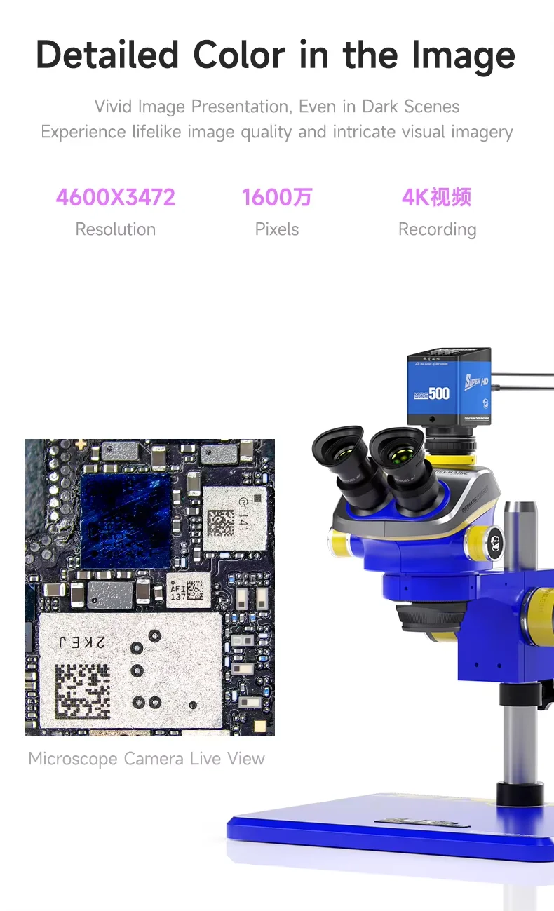 MECHANIK MOS4K HDMI cyfrowa kamera mikroskopowa stereo do lutowania PCB 4K HD 2400W czujnik obrazu przemysłowa kamera wideo