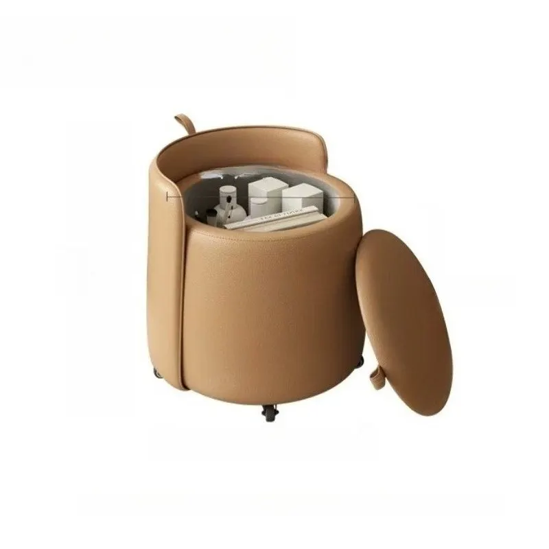 Orange Beige Makeup Vanity Chair Wheels Nordic Narrow Round Makeup Vanity Chair Comfy Designer Silla Tocador Bedroom Furniture - view 4