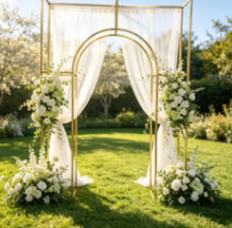 Gold Geometric Wedding Arch Backdrop Stand Glitter Floral Frame Outdoor Garden Party Decor 1/3 Pcs