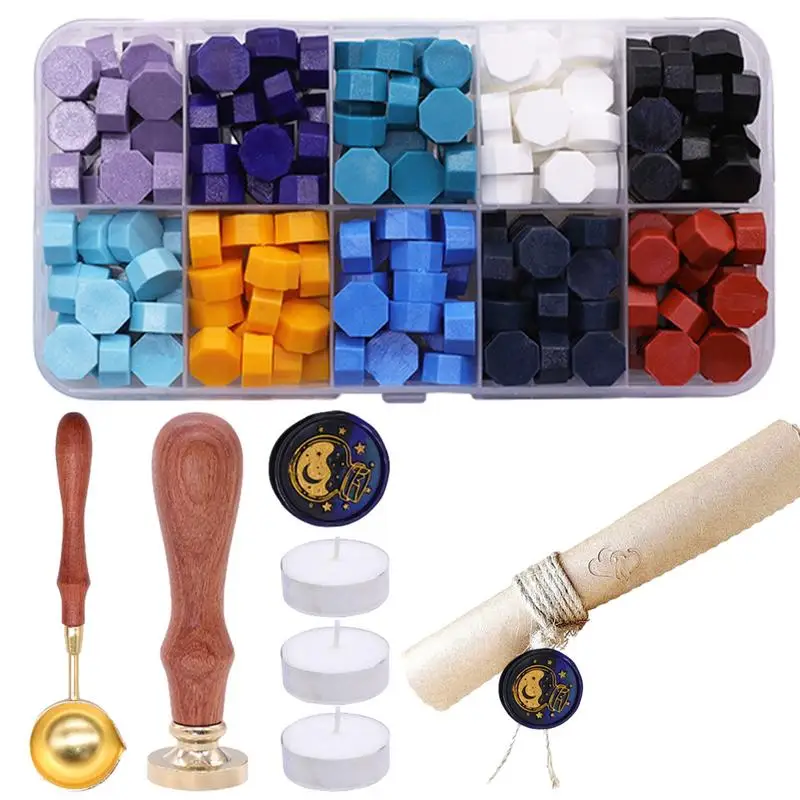 

Letter Wax Seal Kit Fire Paint Stamp Spoon Tools Envelope Craft Supplies With Colorful Wax Bead For Cardboard Keepsake Packaging