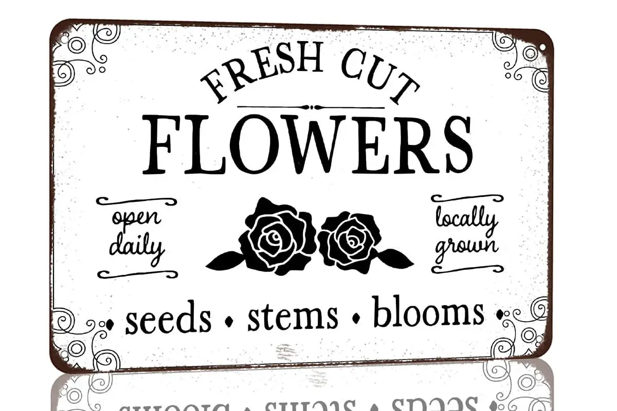 Fresh Cut Flowers Metal Tin Sign Vintage Retro Tin Sign Wall Decor Plaque