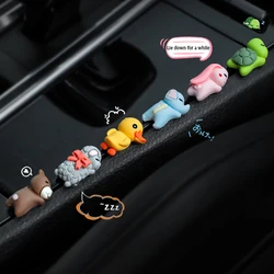 6pcs Car Mini Cartoon Animal Ornament Center Console Bear/turtle/elephant/rabbit/sheep Ornament Car Rearview Mirror Bike Decor