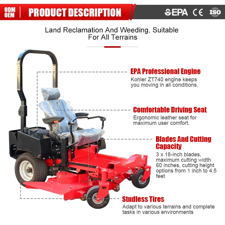 China Manufacture Commercial Zero Turn Mower Autonomous Sickle Bar Lawn Mower Remote Control Slope Mower Professional for Sale