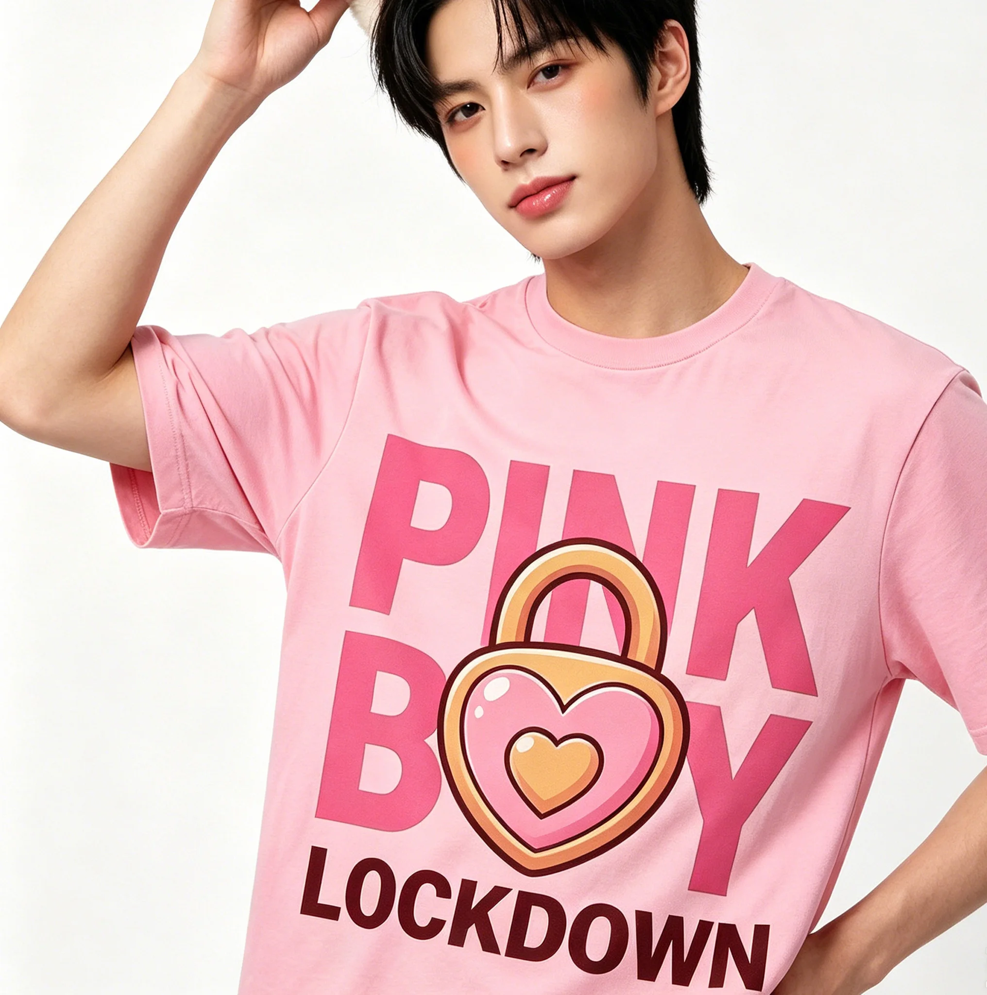 LGBT Heavy 260g Black Chastity Slave Tee Locked Sissy Caged Pet Twink Kawaii Catboy Alt Y2K Crossdresser Tee