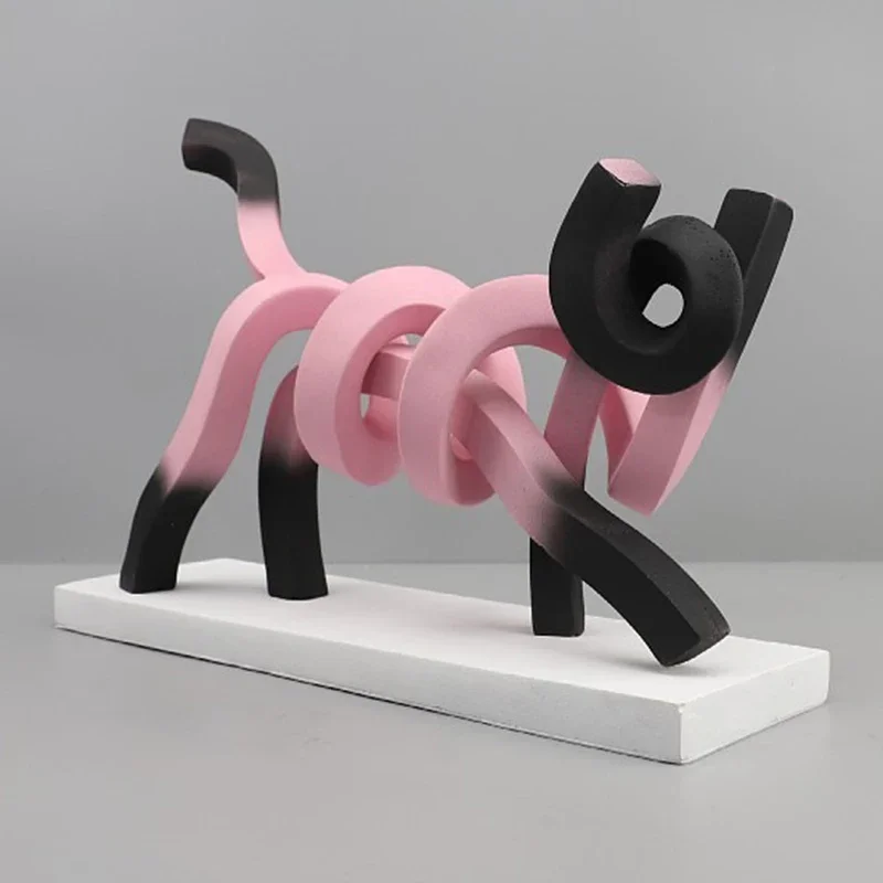 

Abstract Cat Figurines Miniatures Sculptures Resin Table Top Items Creative Interior Living Room Decorations Aesthetic Design