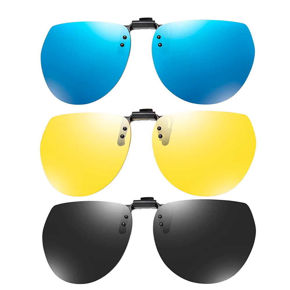 

VIVIBEE Flip Up Clip On Sunglasses Polarized Men Fishing Women Oversized Mirror Blue Car Night Vision Driving UV400 Sun Glasses