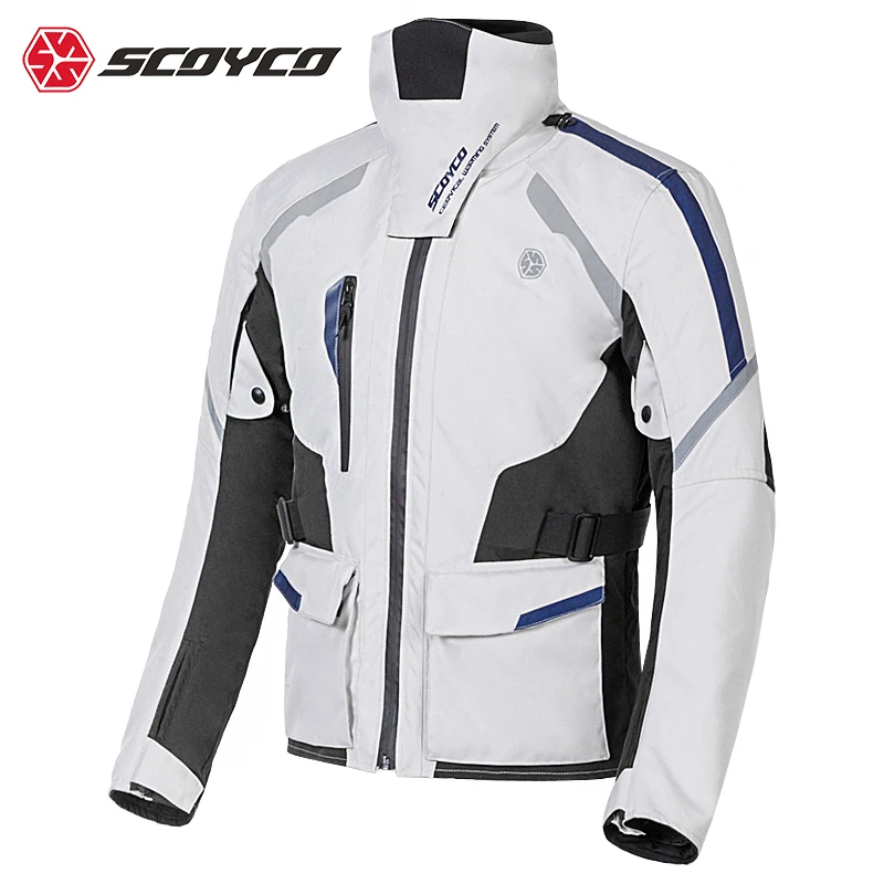 SCOYCO Winter Warm Riding Clothes Jacket High Collar Long Rally Suit 7 Protective Gear Protection Fall Crash Motorcycle Jacket