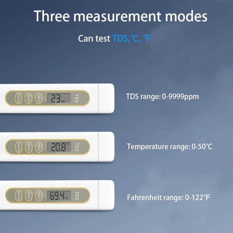 1pcs TDS Tester Digital Water Meter Filter Measuring temperature Water Quality Purity Drinking Water Aquariums 0-9999ppm