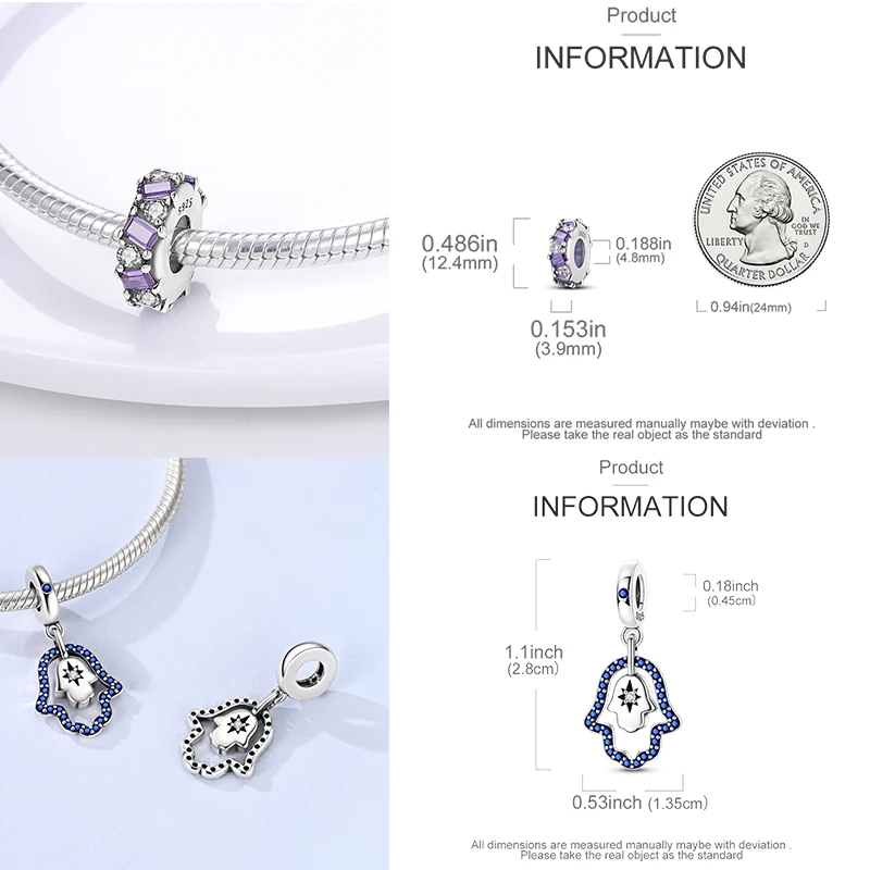 925 Sterling Silber Charm-Perlen Vierblättriges Kleeblatt Delfin Sonne Mond Kirsche Motorrad Reise DIY Armband Halskette Geschenk für Frauen – Detail 7