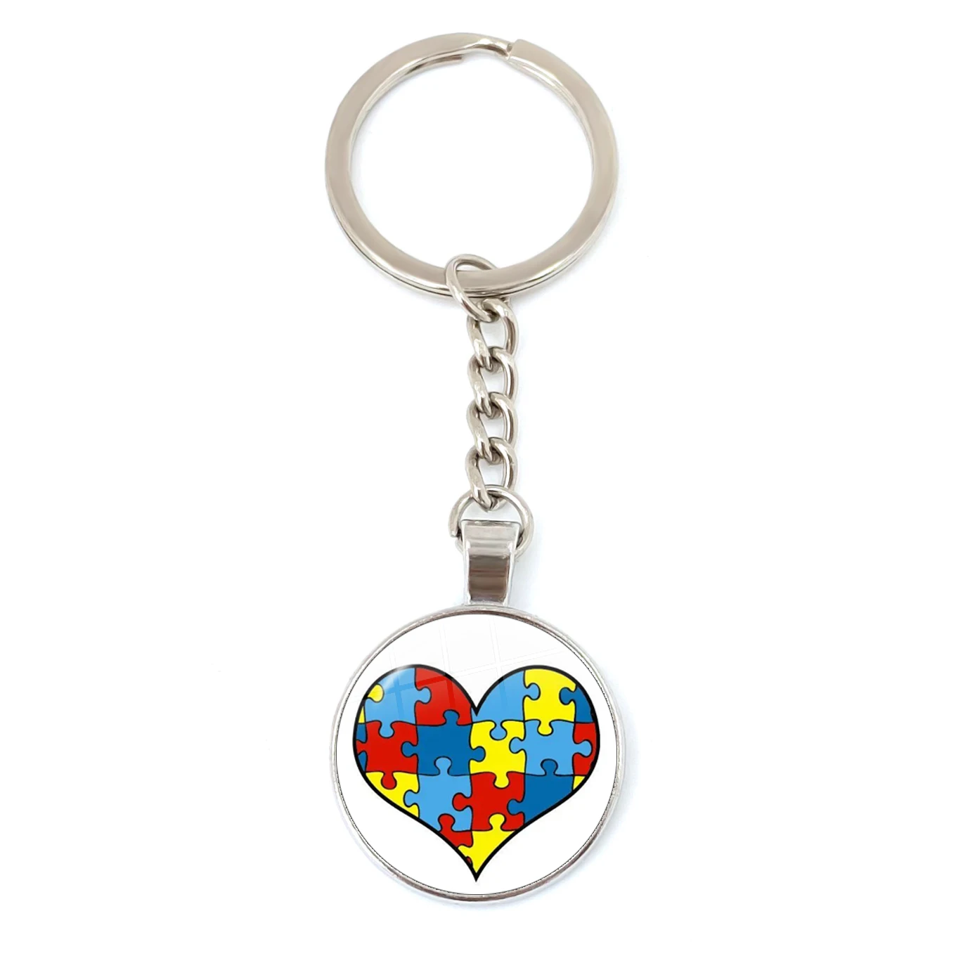 Autism Colorful Puzzle Tree Symbol Keychain Take Care Of Autism Spread Love Key Chain Ring Jewelry Accessories