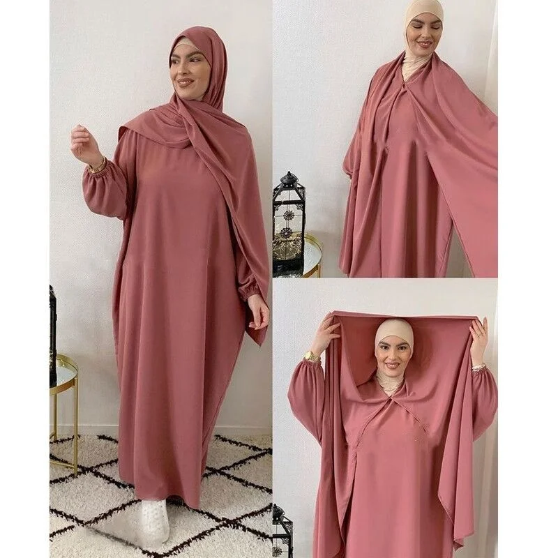 

Hooded Abaya Jilbab for Women Ramadan Muslim Long Hijab Dress Khimar Prayer Garment Islamic Dubai Turkish Abayas WIthink hijab