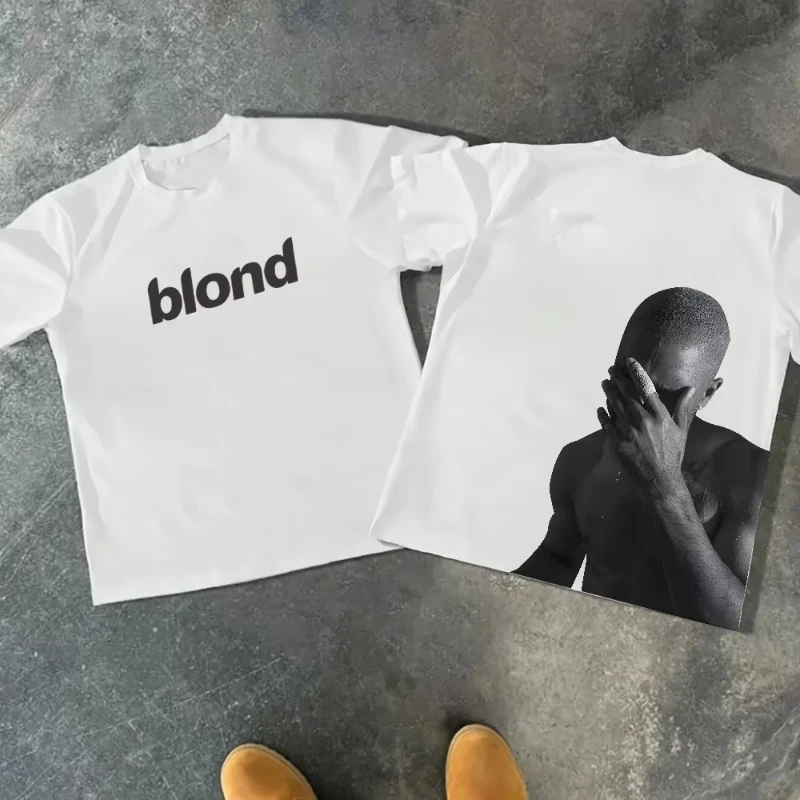 Rapper Frank Retro Graphic T Shirt Men's Hip Hop Ocean Album Clothing T-Shirts Y2k Unisex Blond Fashion Oversized Cotton T-shirt
