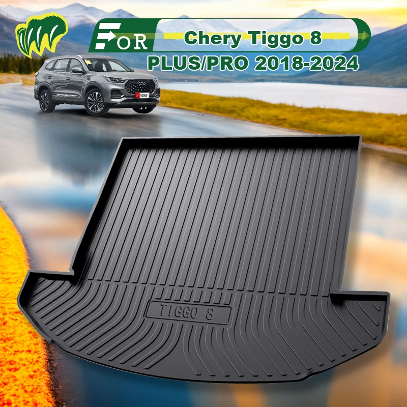 

For Chery Tiggo8 PLUS/PRO 2018-2024 TPE Custom Fit Car Trunk Mat All Season Black Cargo Mat 3D Shaped Laser Measured Trunk Liner