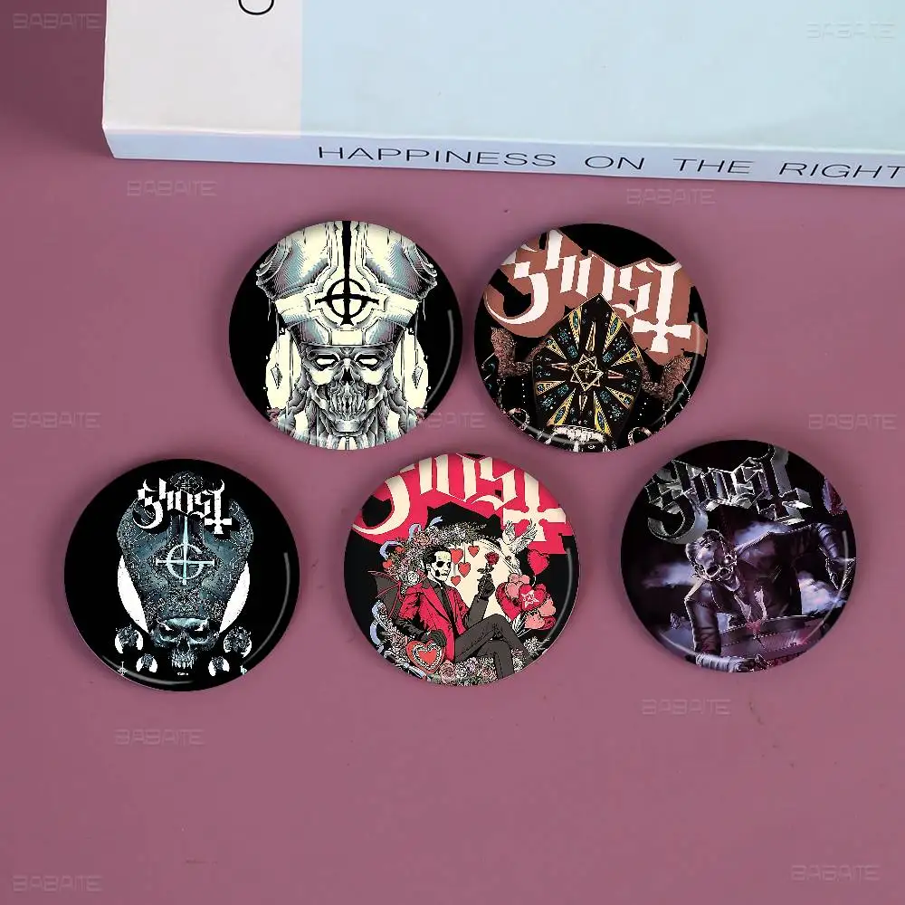 Retro Classic G-ghostS BC Band 32/44/58mm Round Cartoon Brooches Handmade Pins For Backpack Jewelry Accessories