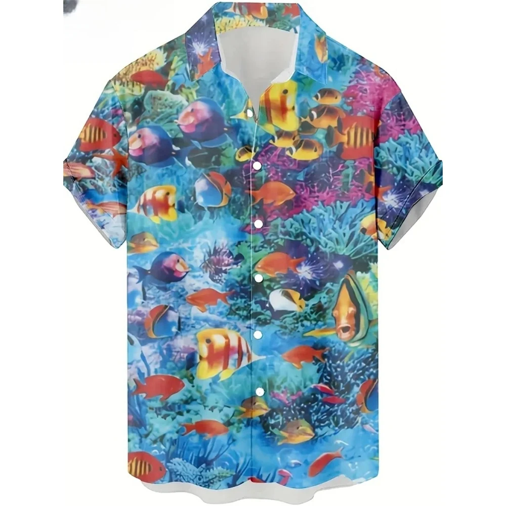 Fashion Trend 3D Leopard Leaves Flower Print Shirts Men Hawaiian Loose Breathable Clothes Streetwear Men's Casual Beach Shirt