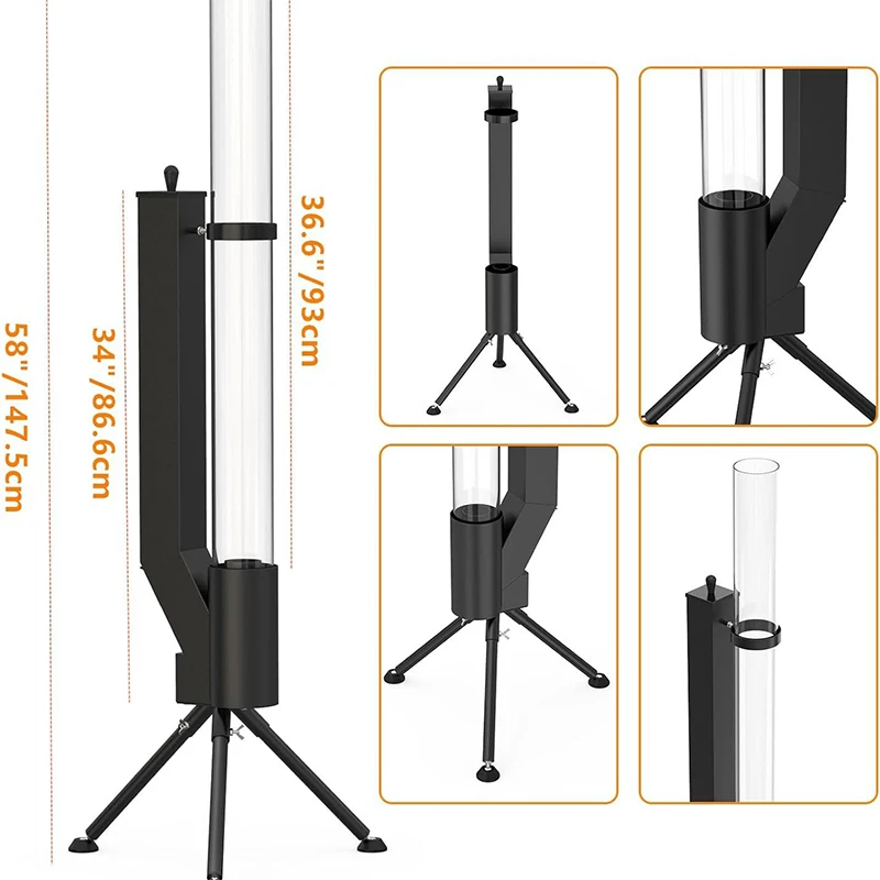 Vertical Wood-Burning Rocket Fireplace | Modern Design | Steel Patio Pellet Heater Fire-Tube Column Heater  Outdoor Heating