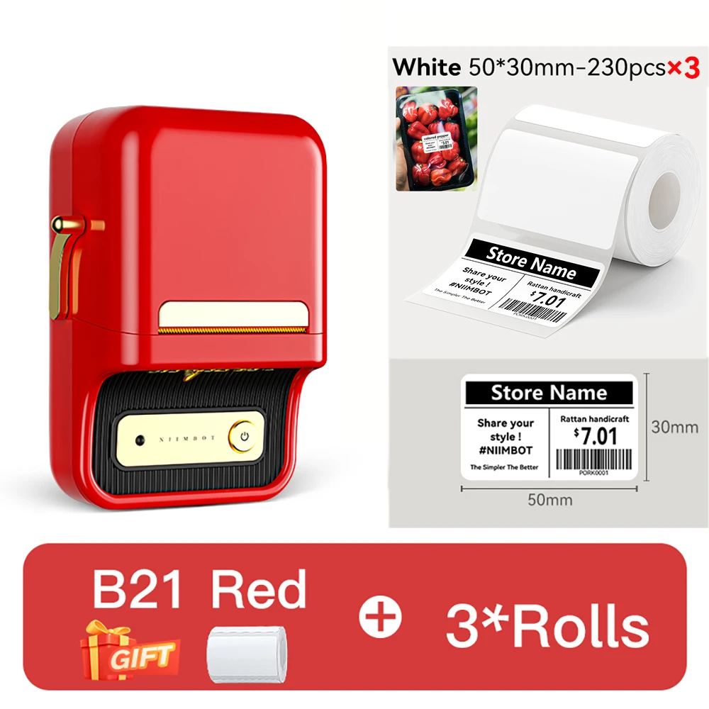 NiiMbot B21 B21 PRO Bluetooth zelfklevende labelprinters Mini thermische printer Draadloze barcodelabelmaker voor kantoorkleding
