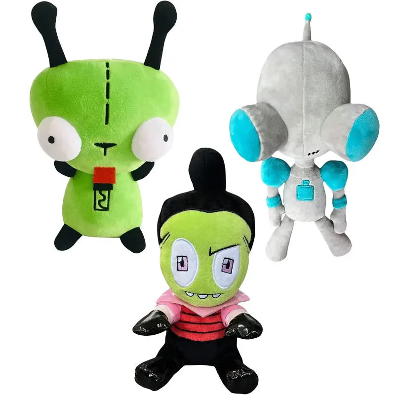 28cm Alien ET 3D Eyes Green Invader ZIM GIR Dog Zombie Plush Toy Soft Stuffed Collectible Doll Christmas Gift Toys for Children