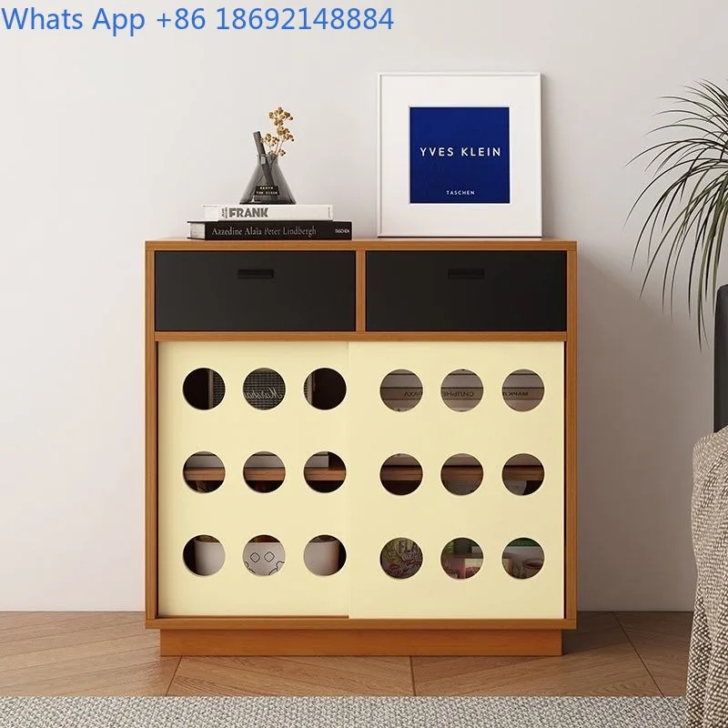 Nordic Style Four-Drawer Cabinet Solid Wood Vintage Sideboard Magazine Cabinet Living Room Storage Sideboard
